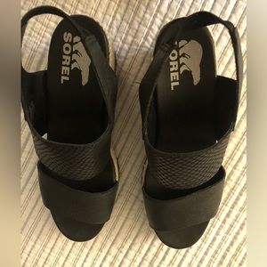 Sorel black wedge sandals - size 8.5